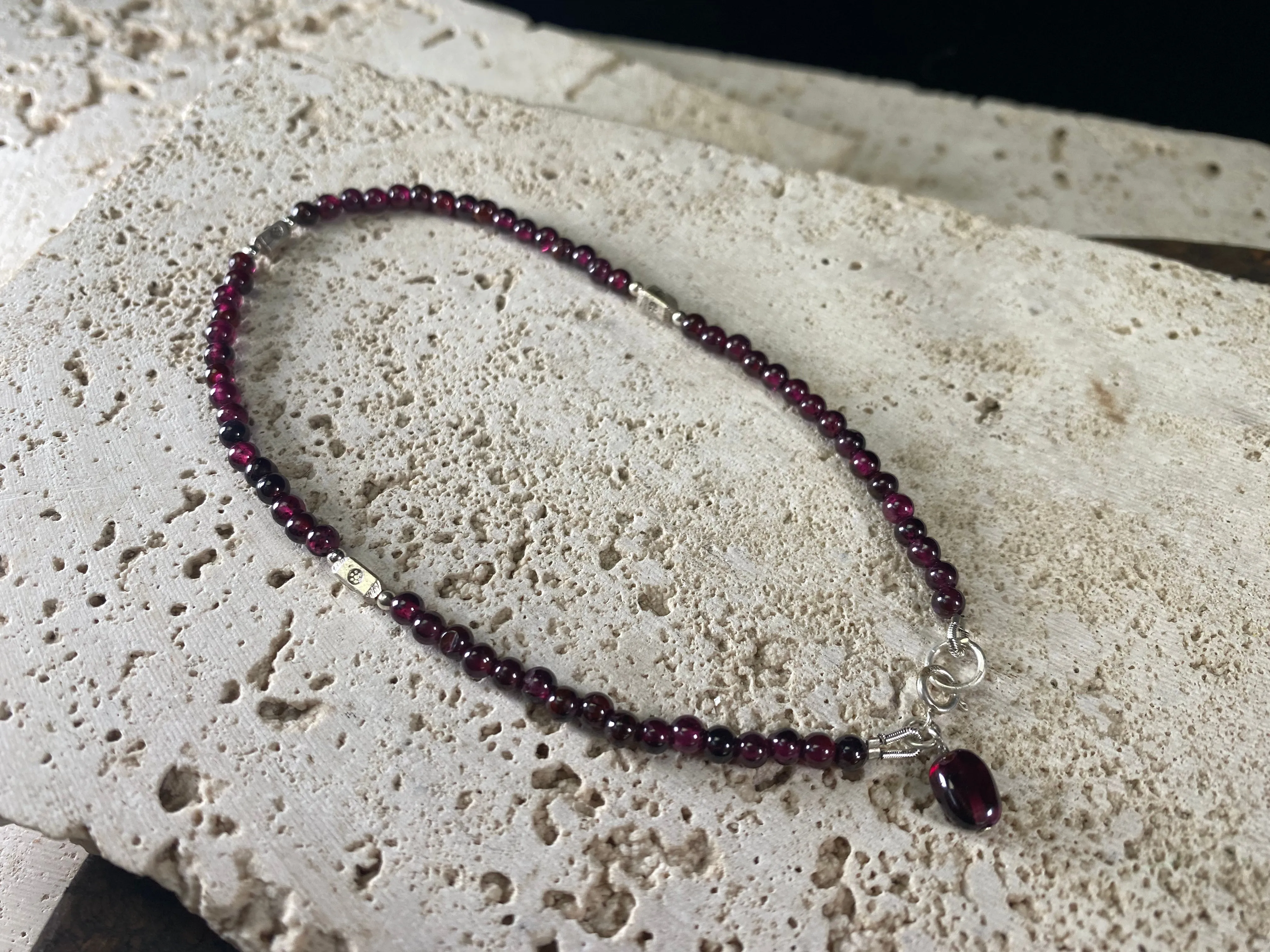 Garnet And Silver Anklet