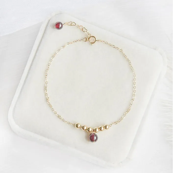 Garnet Strawberry Quartz Crystal Bead 14k Gold Plated Anklet Handmade Jewelry Accessories Women