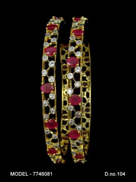 Gemzlane  Alluring Ruby CZ pair of bangles