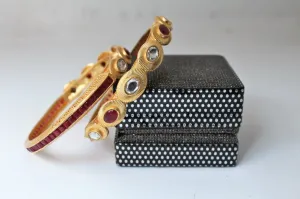 Gemzlane  Exquisite Ruby CZ pair of bangles