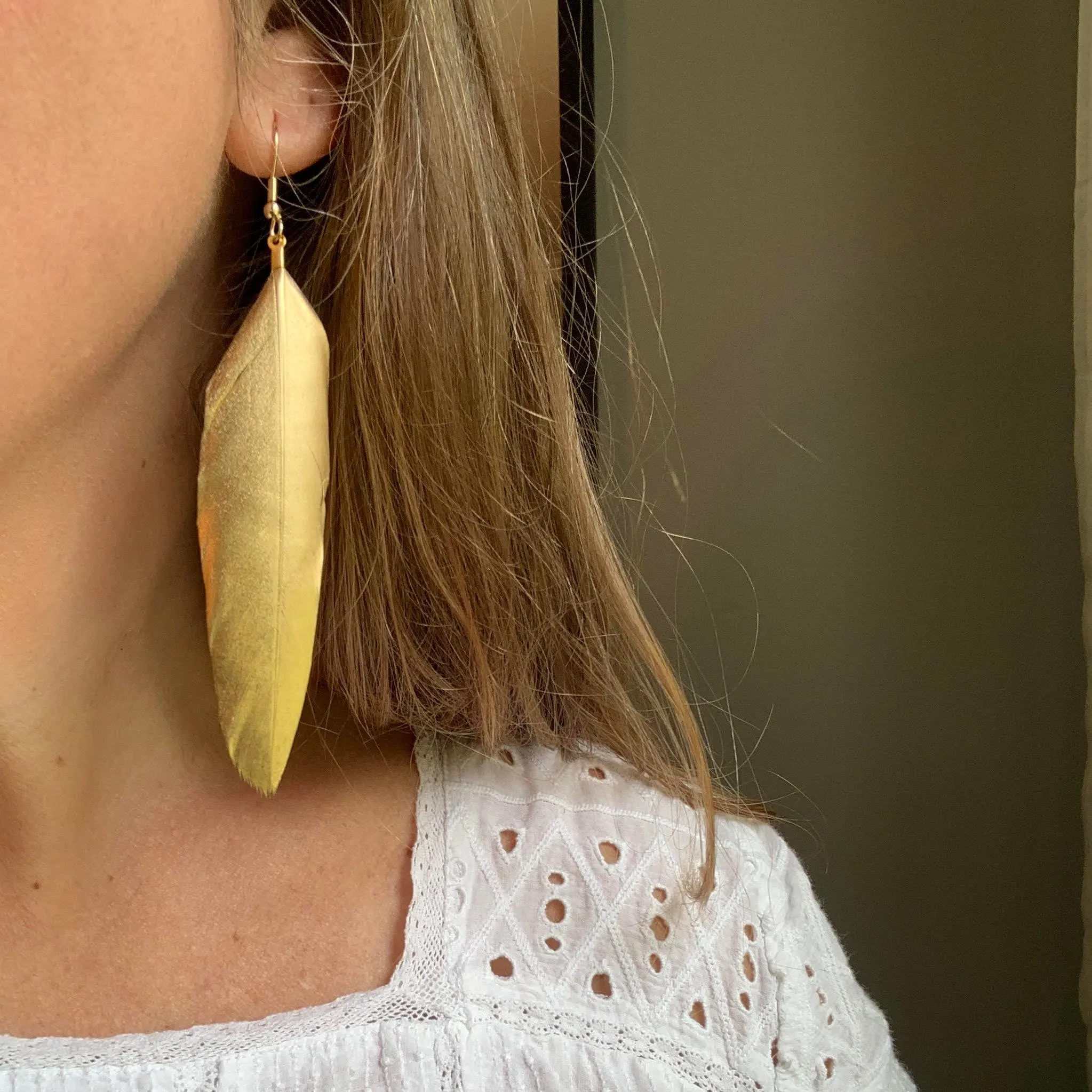 Gold 4 Feather Earrings