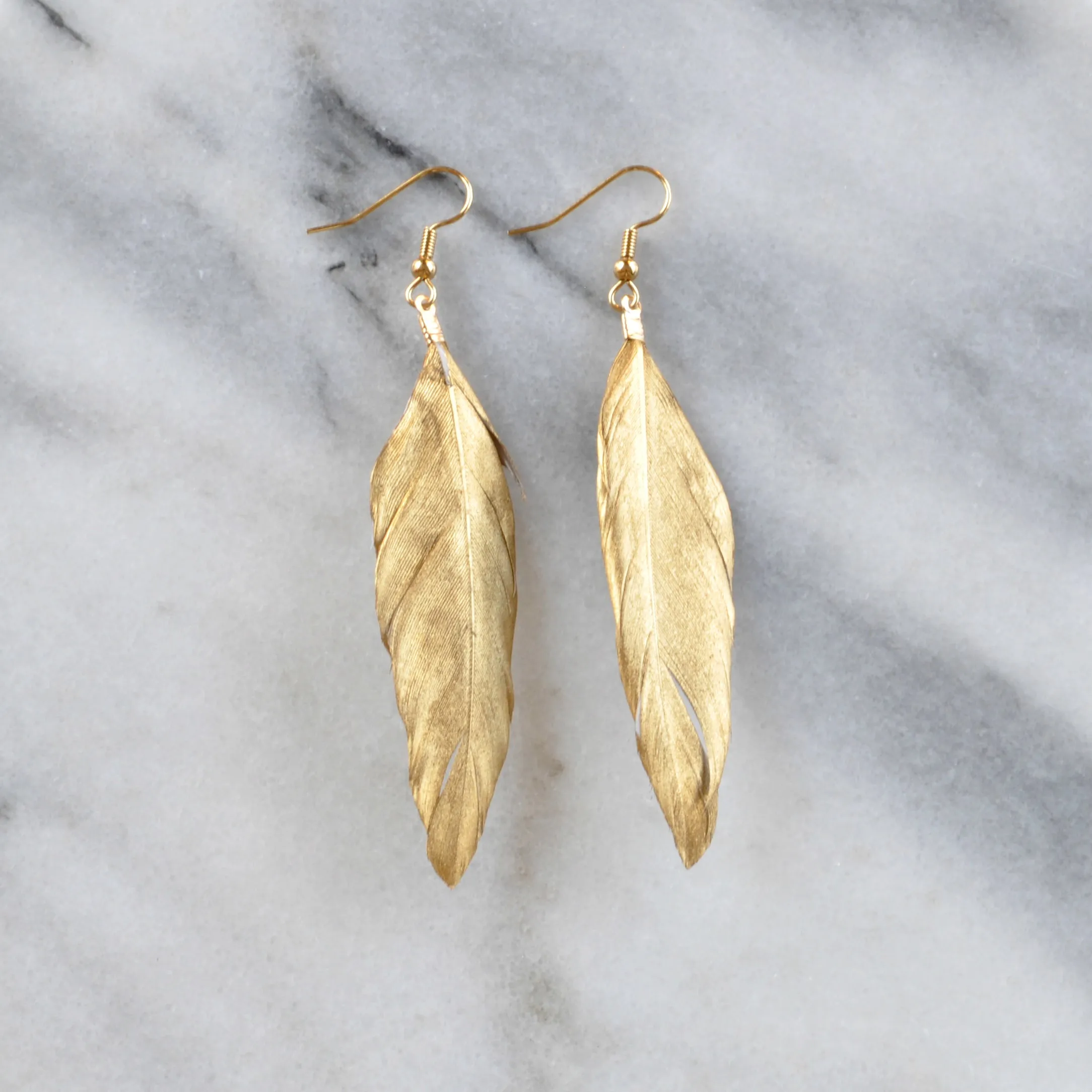 Gold 4 Feather Earrings