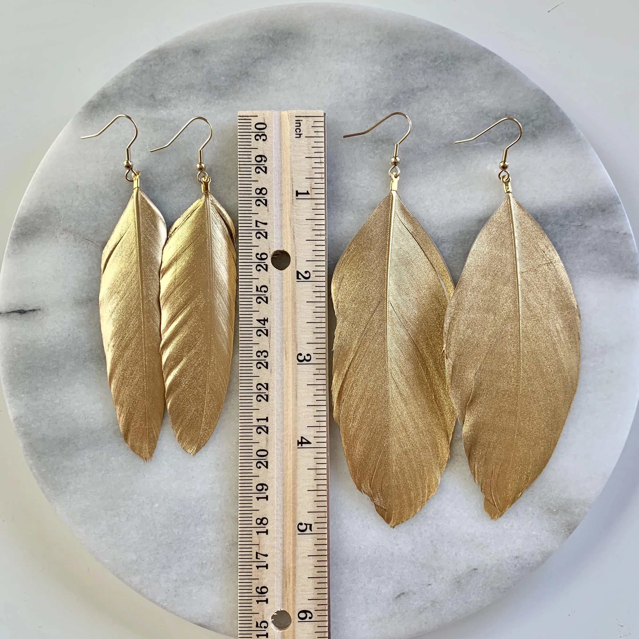 Gold 4 Feather Earrings