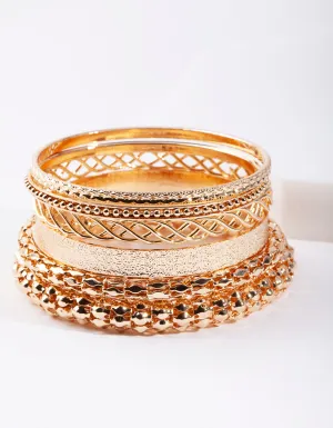 Gold Textured Bracelet 6-Pack