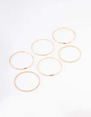 Gold Twisted & Plain Bracelet 6-Pack