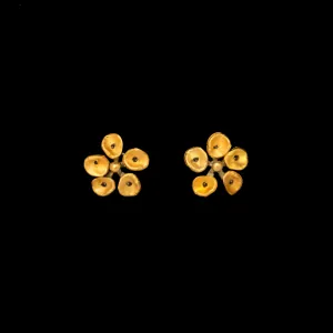 Golden African Violet Post Earrings - Web Exclusive