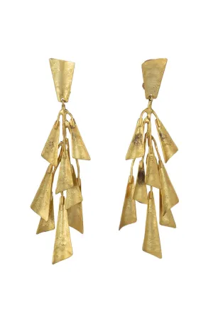 Goldplated Brass Fringe Clip Earrings