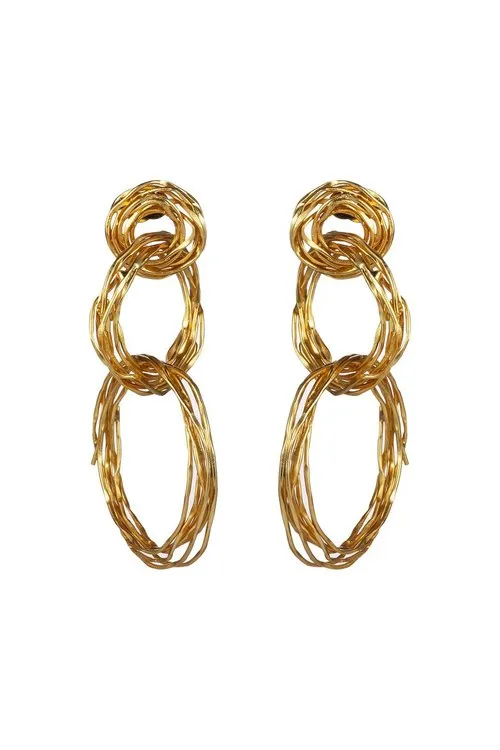 Goldplated Brass Spiral Double Hoop Clip Earrings