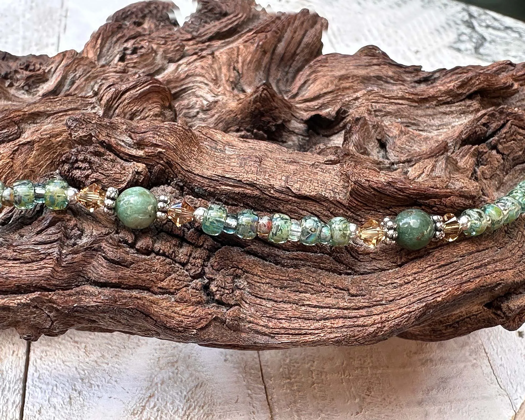 Green Jade Gemstone Beaded Anklet