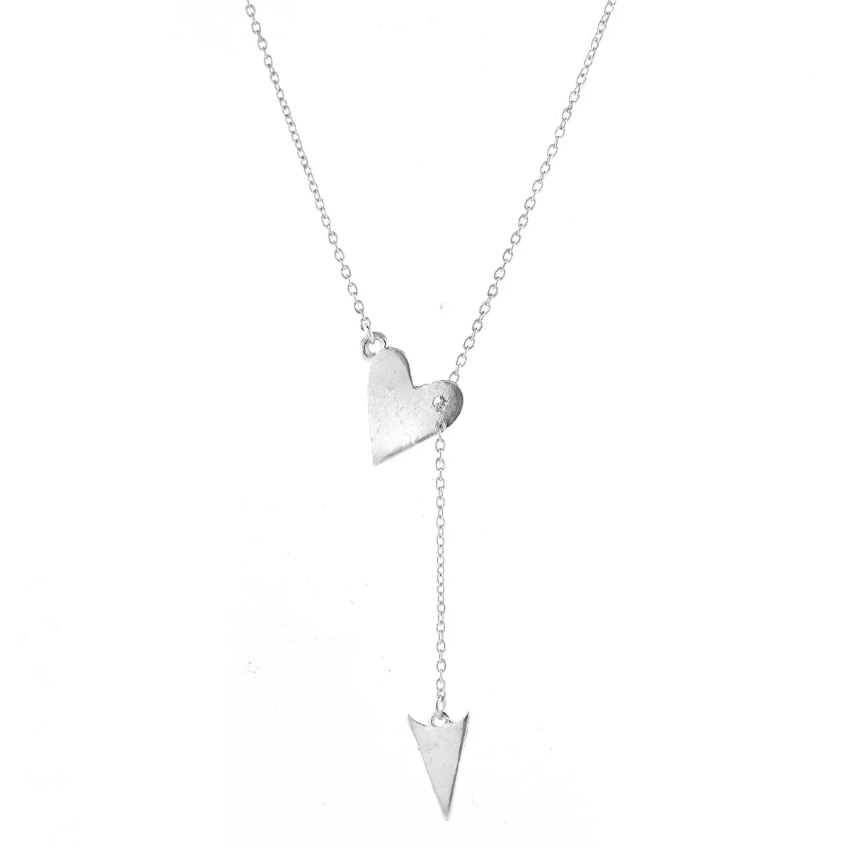 Heart and Arrow Adjustable Lariat Necklace silver gold