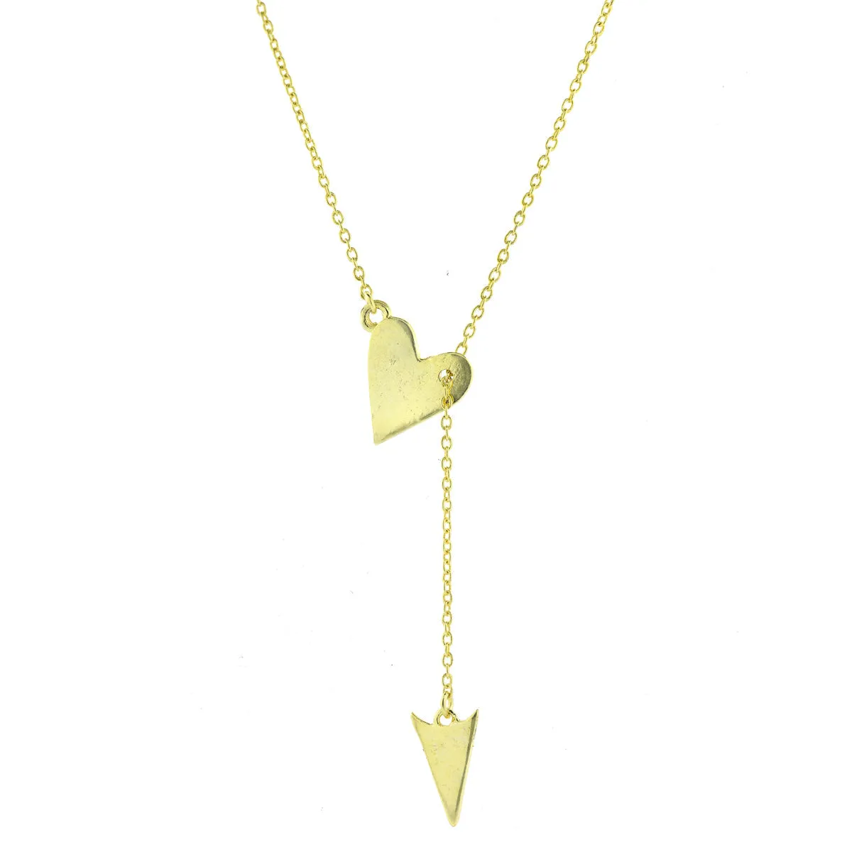 Heart and Arrow Adjustable Lariat Necklace silver gold