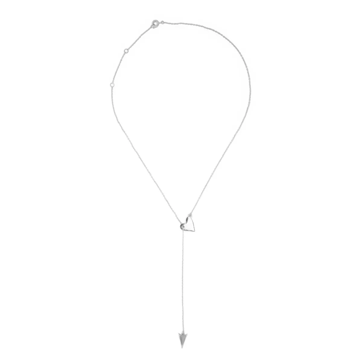 Heart and Arrow Adjustable Lariat Necklace silver gold