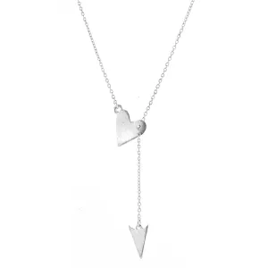 Heart and Arrow Adjustable Lariat Necklace silver gold