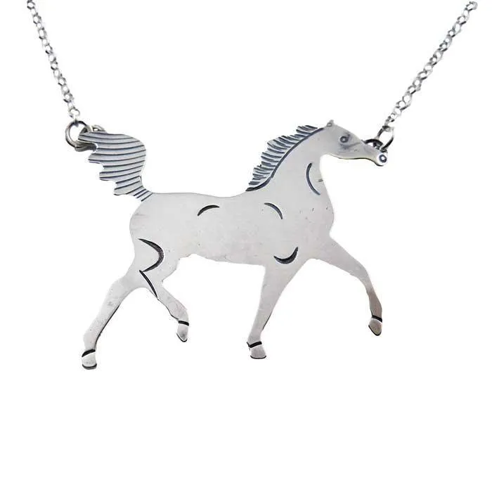 High Stepper Horse Necklace Sterling Silver OOAK