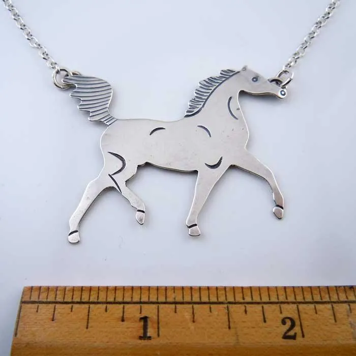 High Stepper Horse Necklace Sterling Silver OOAK