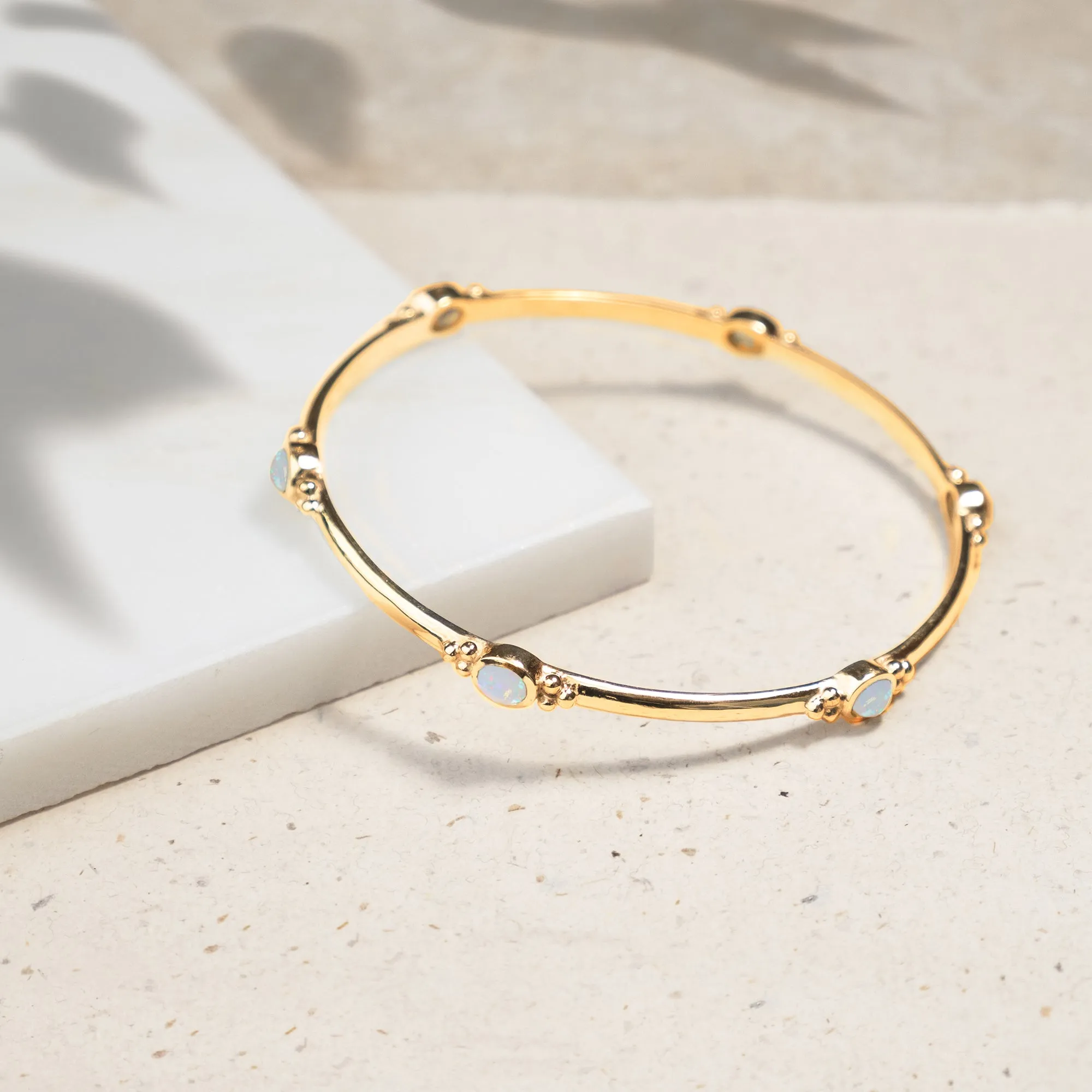 Holi Jewel Bangle - Gold Opal