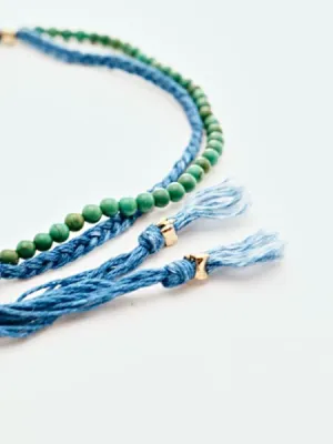 INDIGO Dye Hemp Cotton Strings Anklet