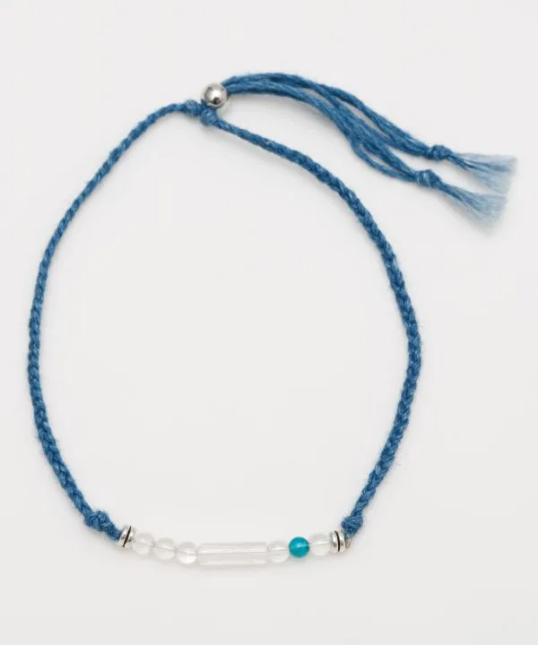 Indigo Dyed Braided Anklet - Crystal - Apr