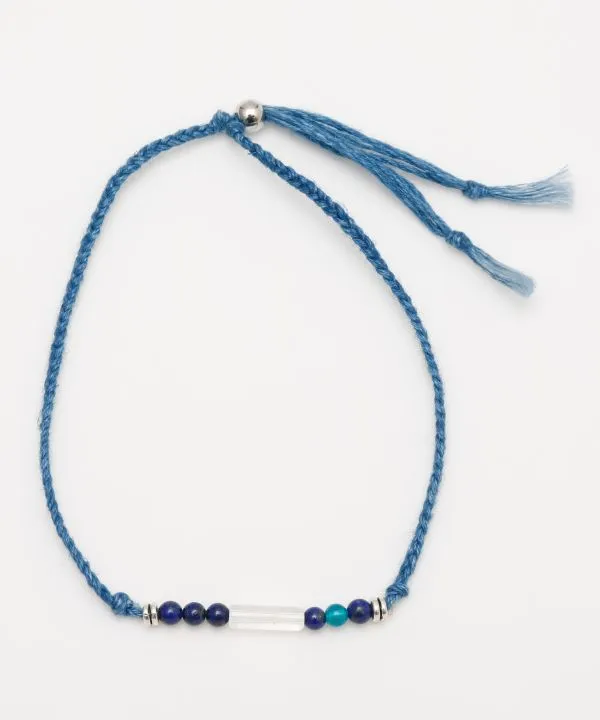 Indigo Dyed Braided Anklet - Lapis Lazuli - Sep