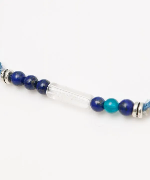 Indigo Dyed Braided Anklet - Lapis Lazuli - Sep