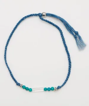 Indigo Dyed Braided Anklet - Turquoise - Dec