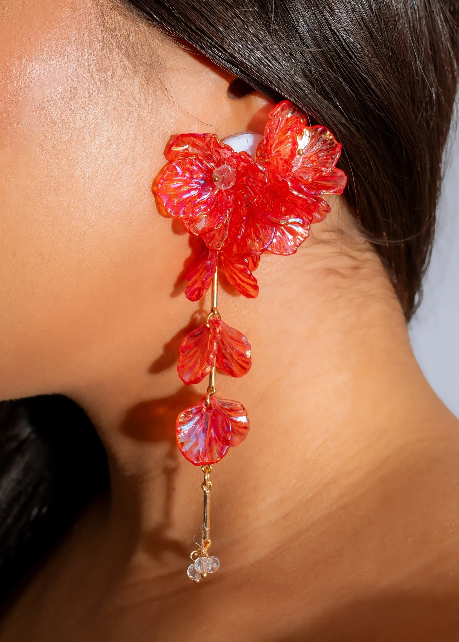 Iridescent Bloom Earrings Red