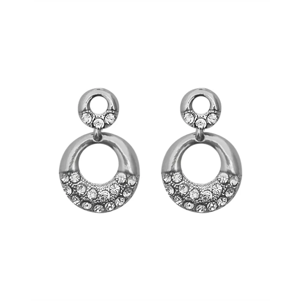 JewelMaze Austrian Stone Silver Plated Stud Earrings ( assorted design )