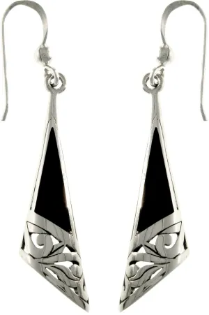 Jewelry Trends Sterling Silver Black Onyx Filigree Long Dangle Earrings