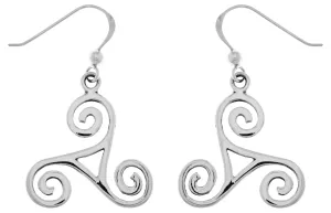 Jewelry Trends Sterling Silver Celtic Spiral Triskele Knot Dangle Earrings