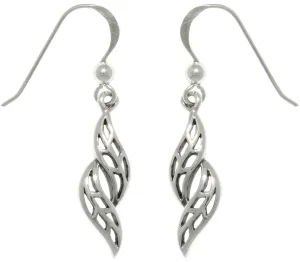 Jewelry Trends Sterling Silver Swirling Leaf Dangle Earrings