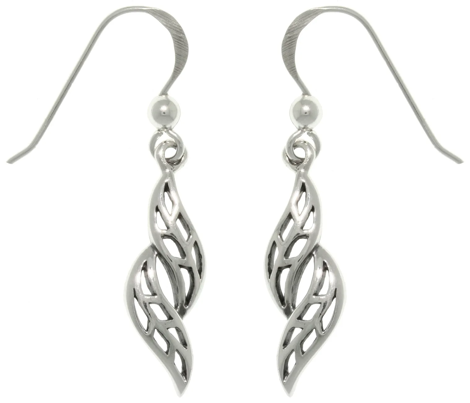 Jewelry Trends Sterling Silver Swirling Leaf Dangle Earrings