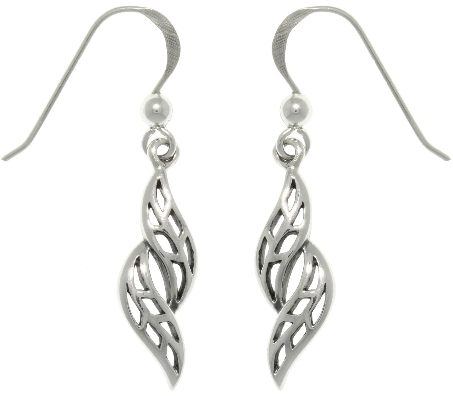 Jewelry Trends Sterling Silver Swirling Leaf Dangle Earrings