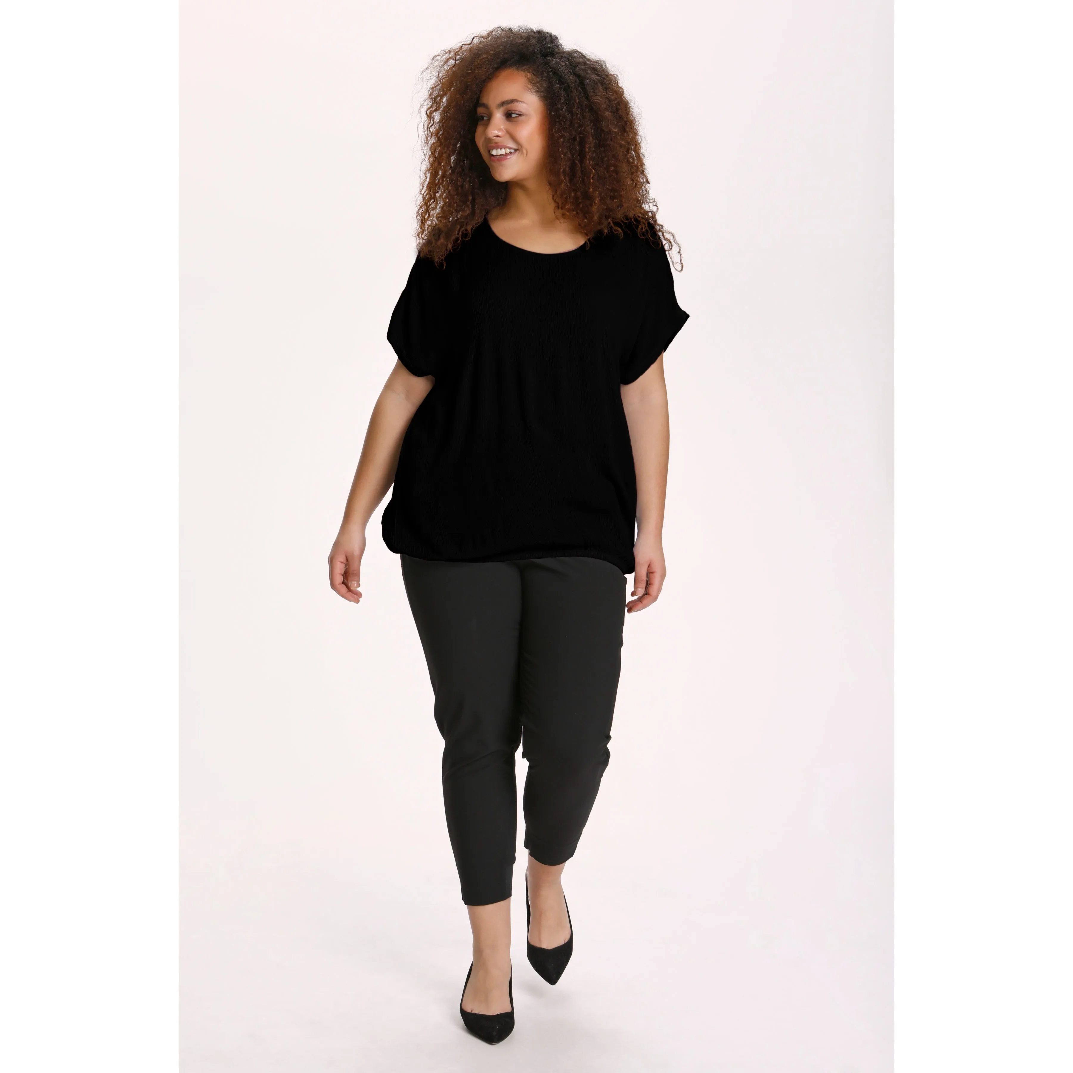 Kaffe Stanley Short Sleeve Blouse in Black