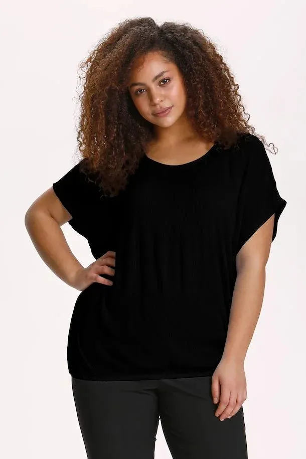 Kaffe Stanley Short Sleeve Blouse in Black