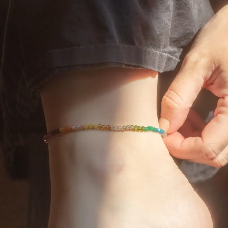 Live by the Sun Rainbow Crystal Beaded Anklet