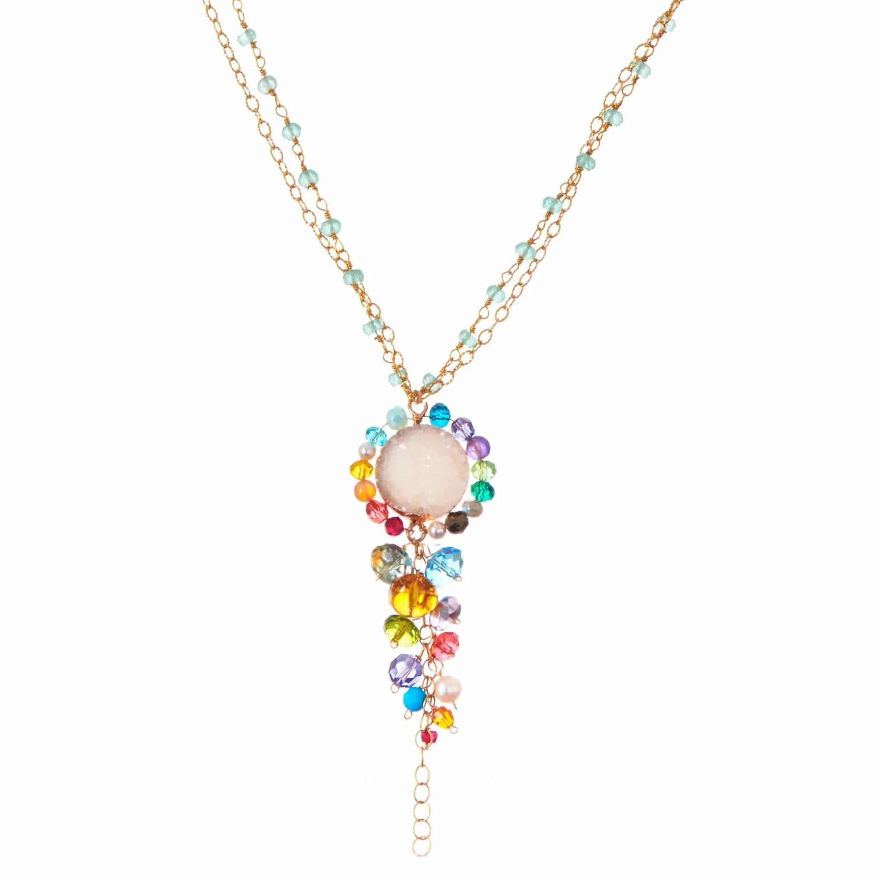 Long Colorful Druzy Pendant Necklace