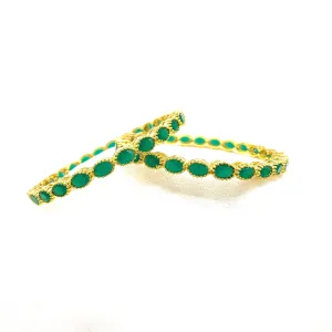 Lustrous Green Zircon (CZ) stone Bangles