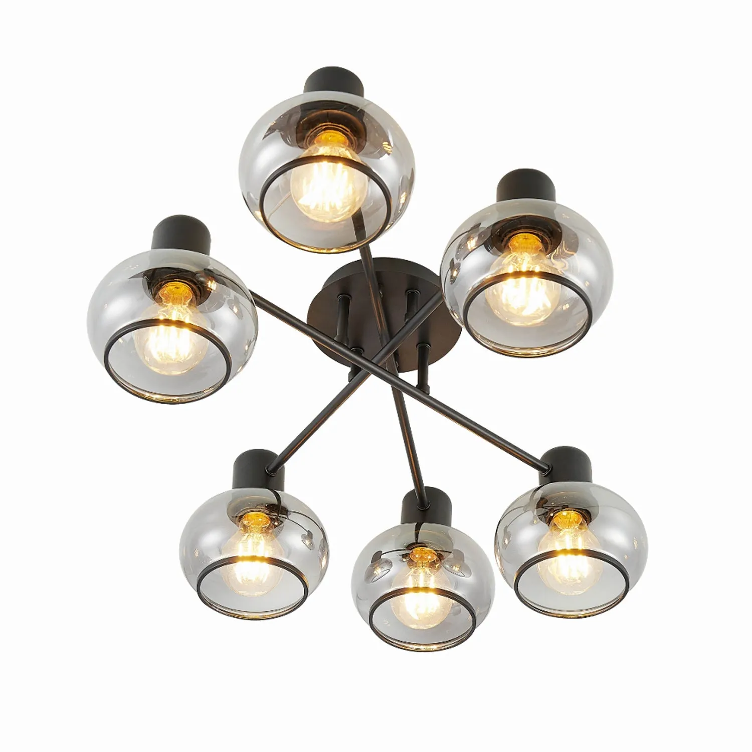 Marbell Close To Ceiling Light 6Lt in Antique Brass, Black