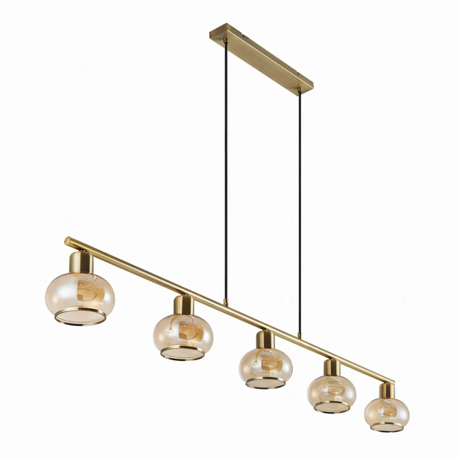 Marbell Pendant Light 5Lt in Antique Brass, Black