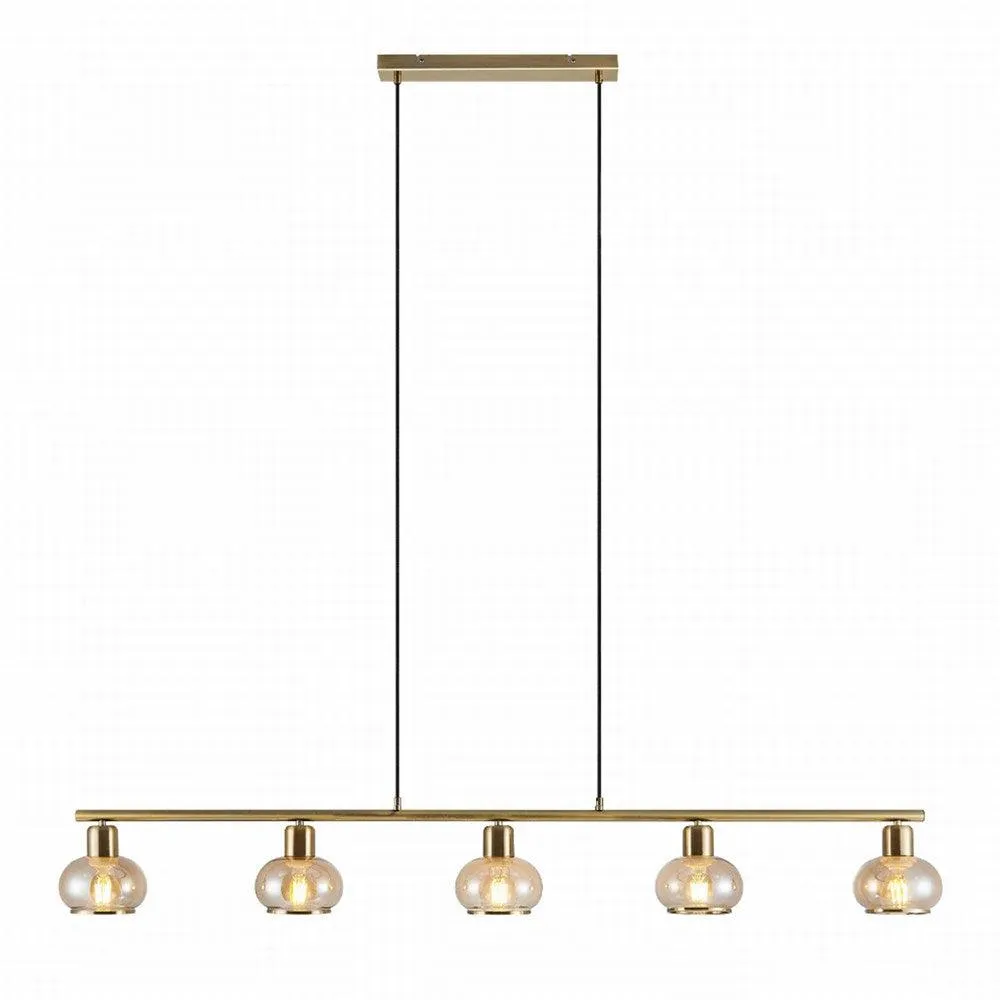 Marbell Pendant Light 5Lt in Antique Brass, Black