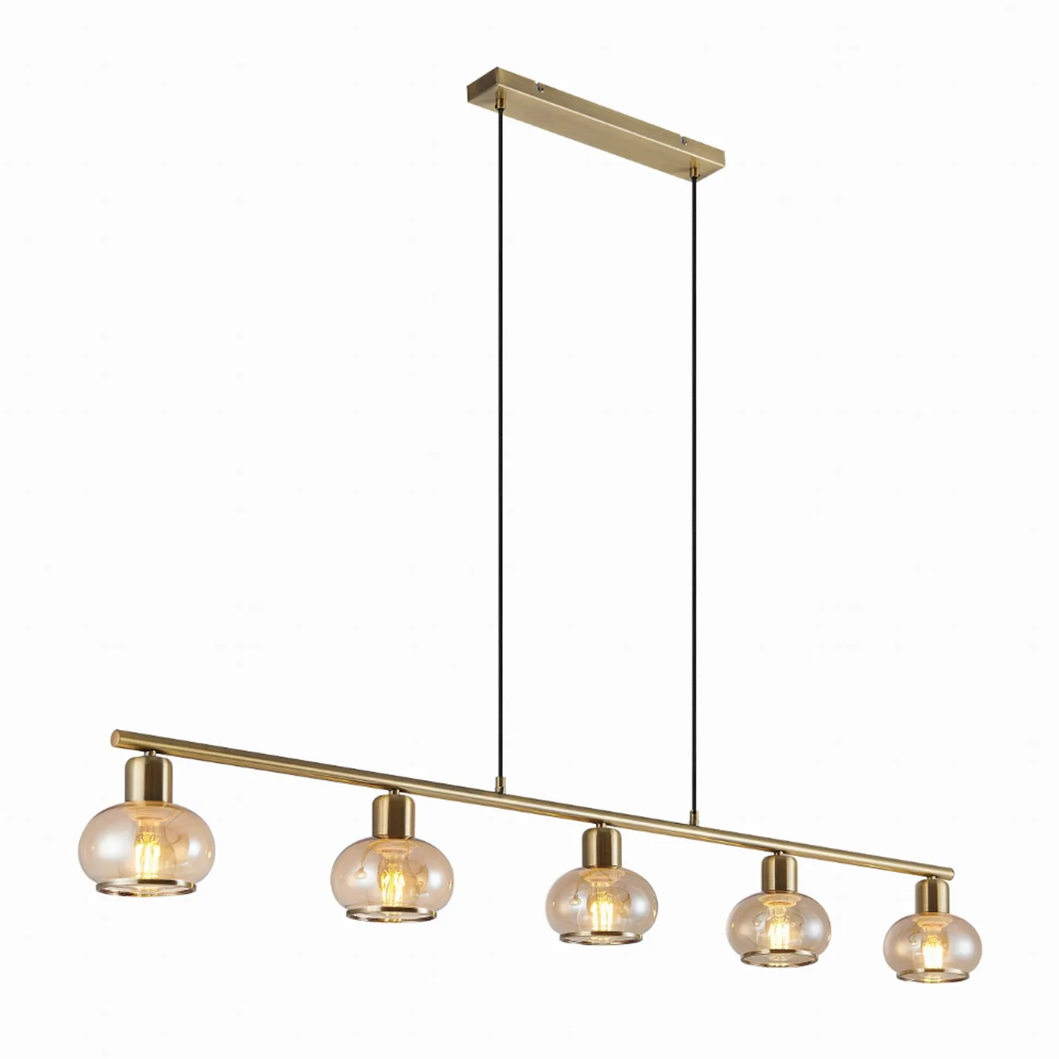 Marbell Pendant Light 5Lt in Antique Brass, Black