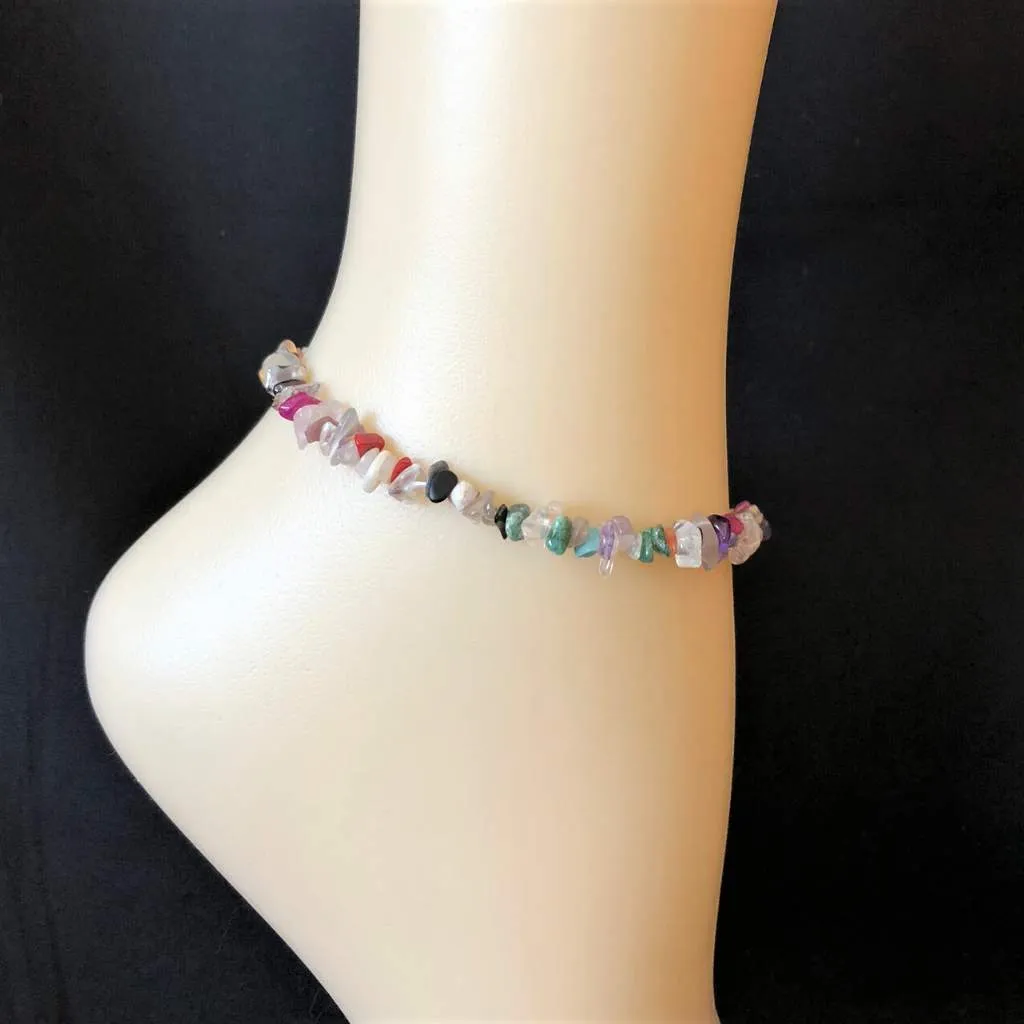 Multi Colored Natural Stone Anklet