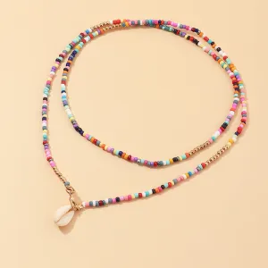 NZ1862 Cross-border European And American Jewelry Wholesale Bohemian Color Rice Bead Necklace Colorful Shell Necklace