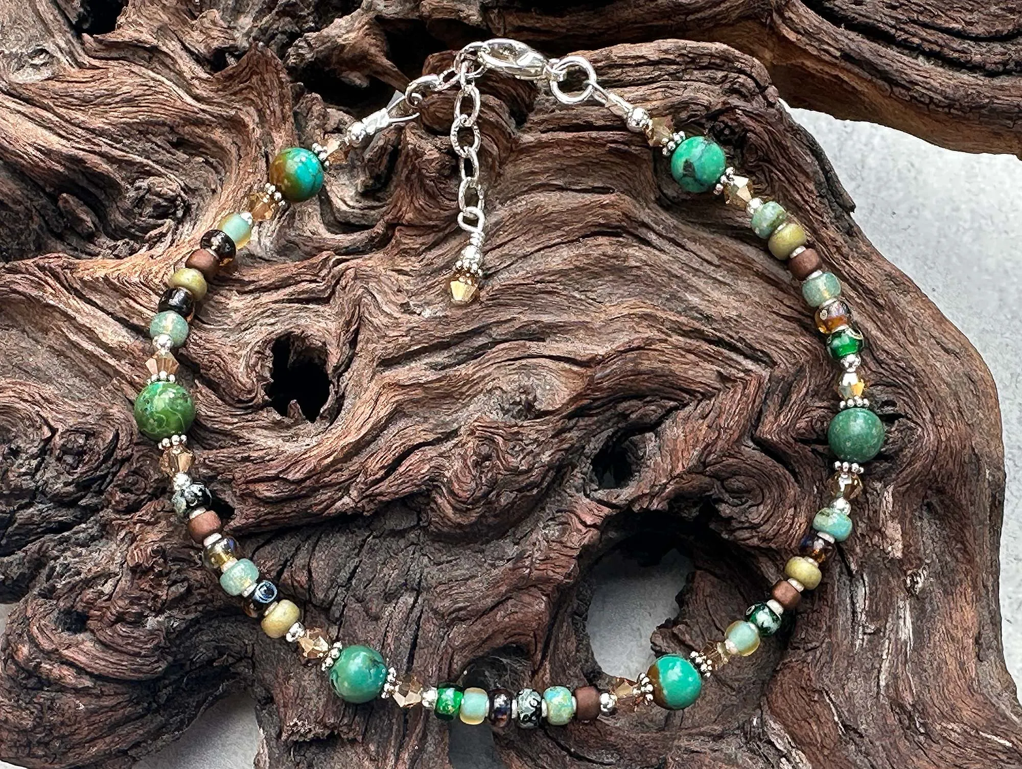 Old World Jasper Gemstone Beaded Anklet