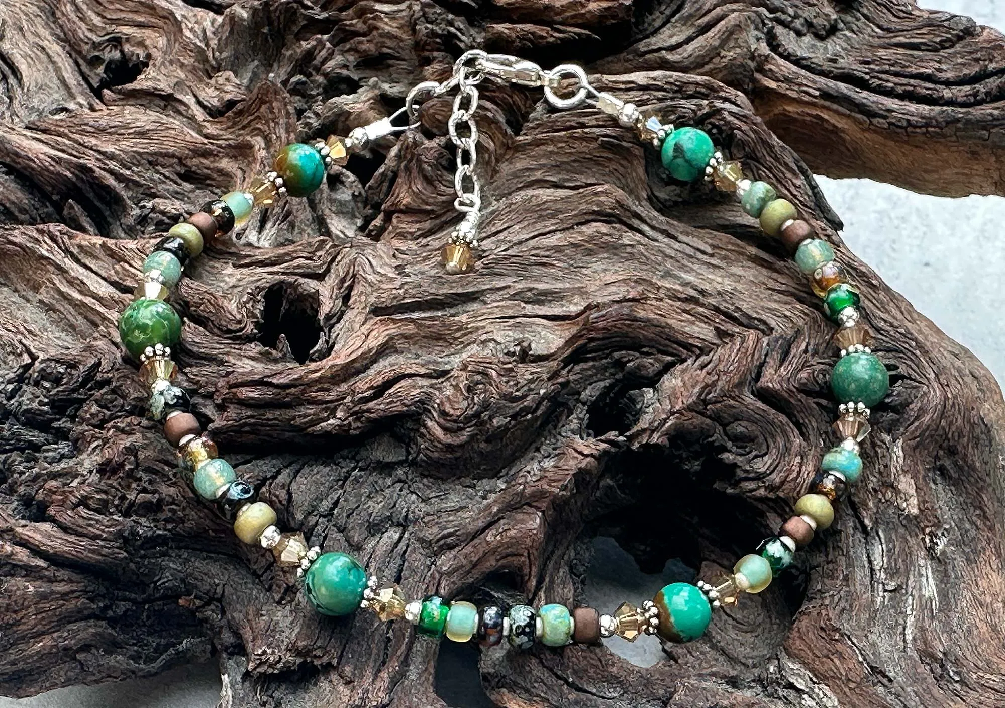 Old World Jasper Gemstone Beaded Anklet