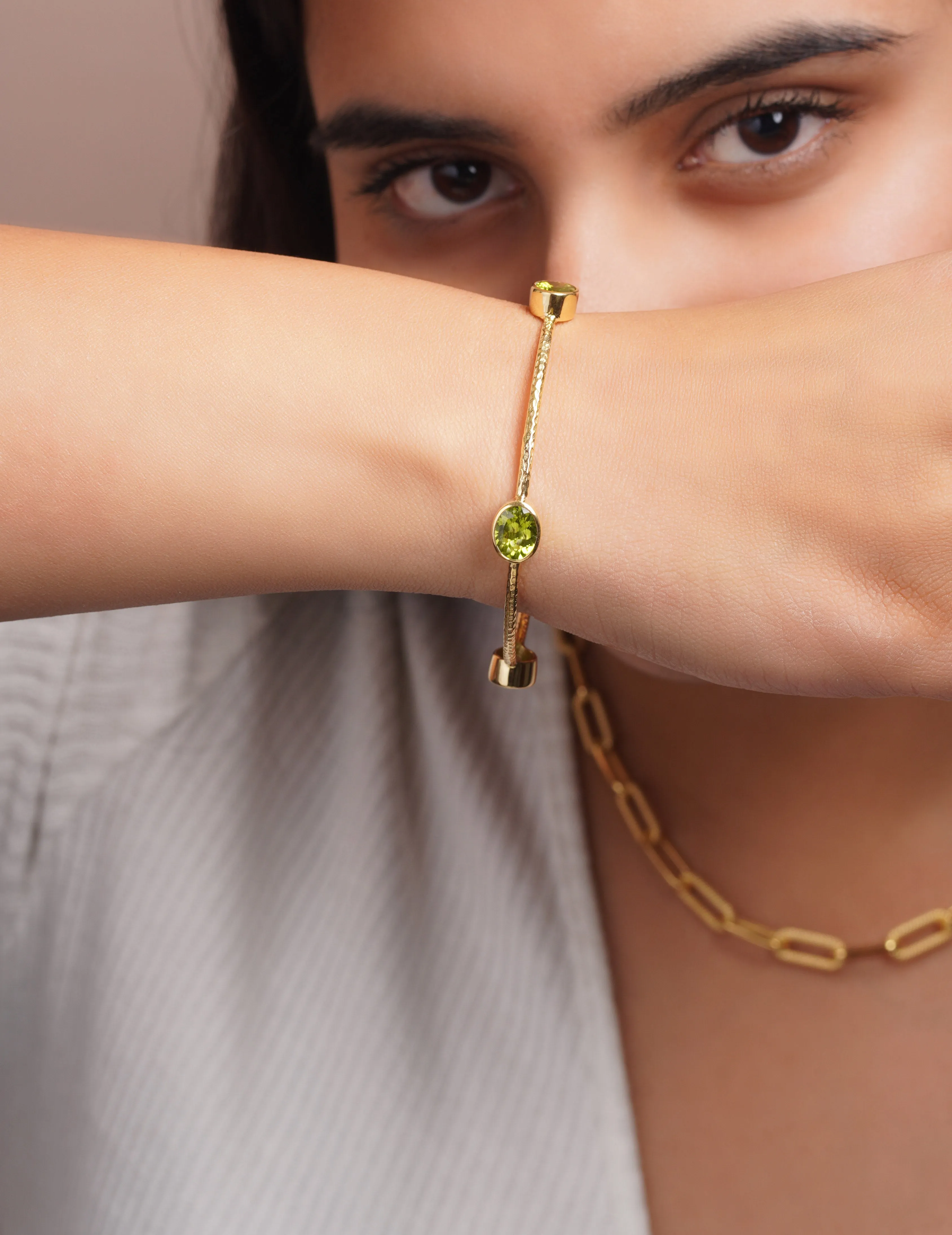 Peridot Hammered Vermeil Bangle