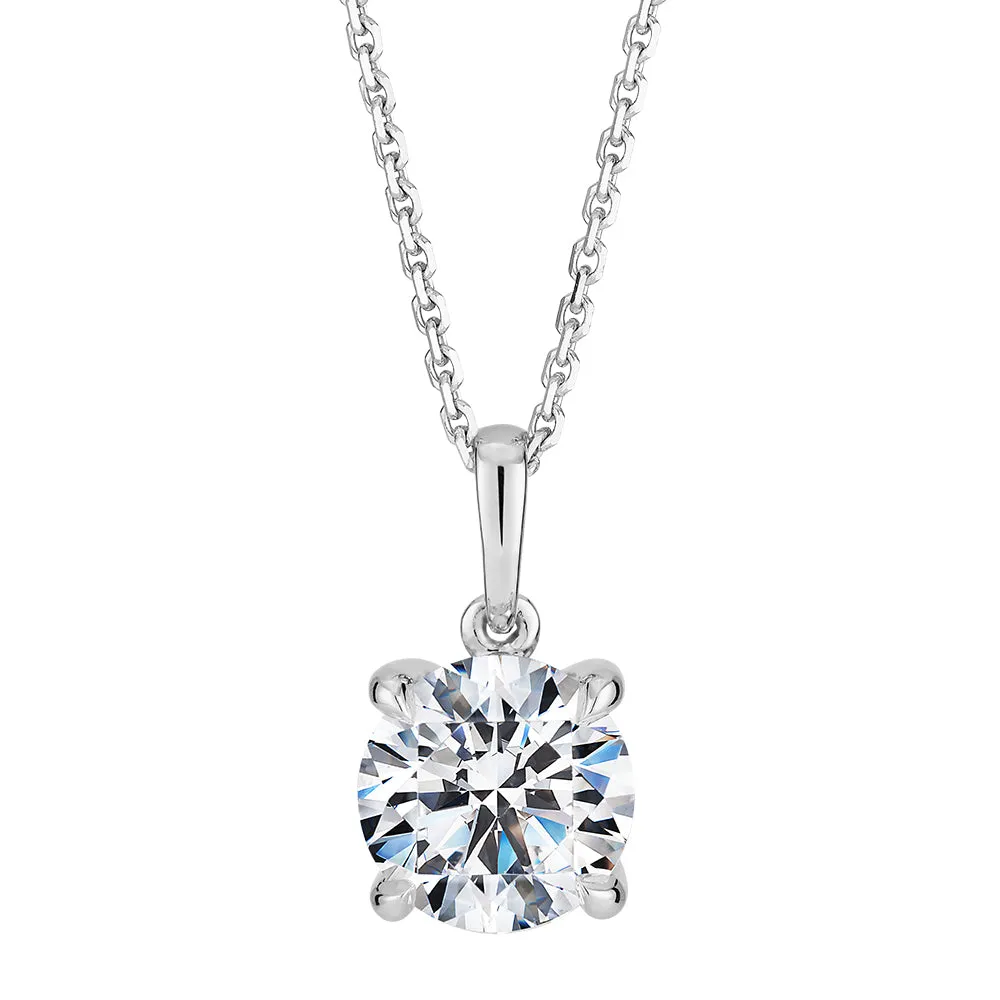 Premium Certified Laboratory Created Diamond, 1.50 carat round brilliant solitaire pendant in 14 carat white gold