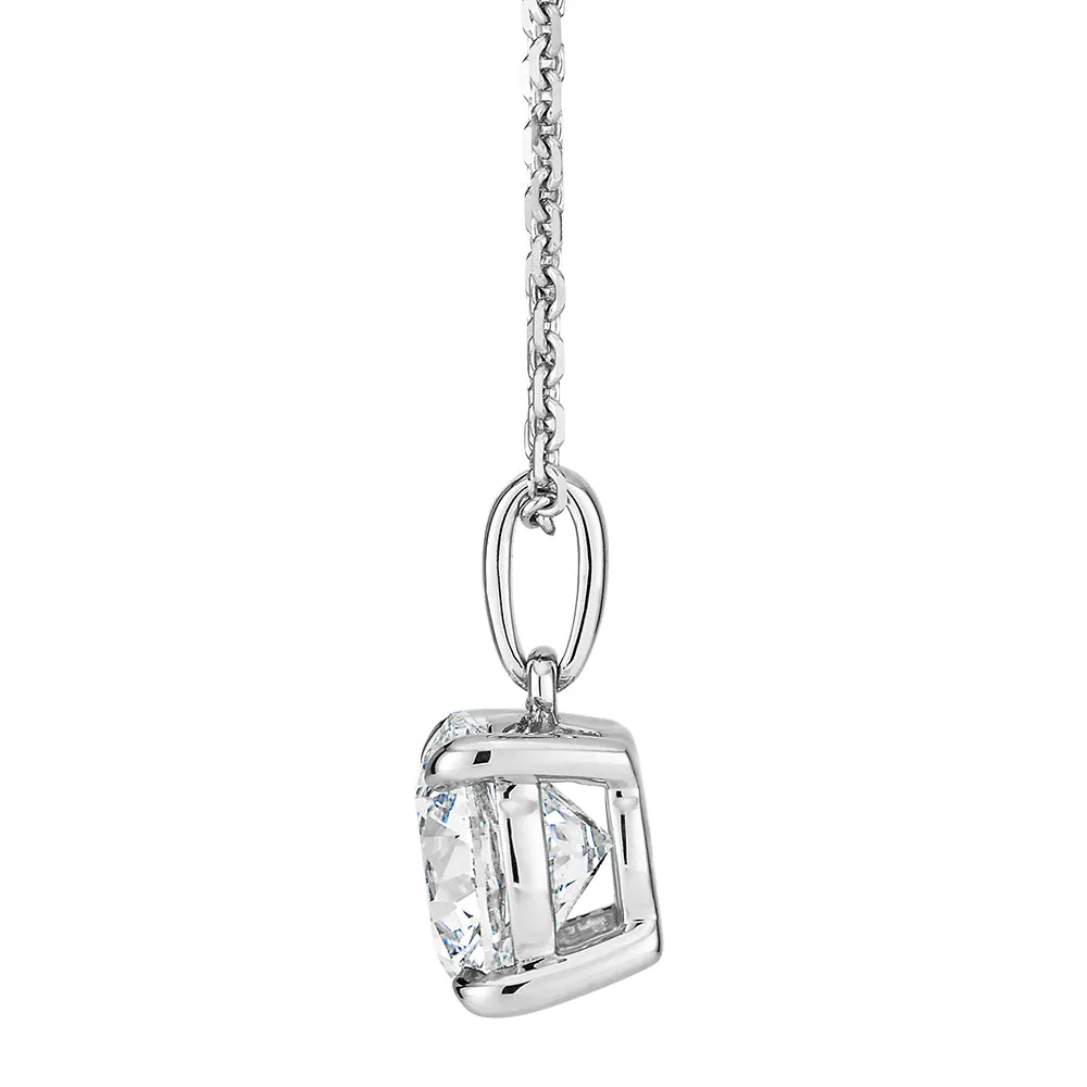 Premium Certified Laboratory Created Diamond, 1.50 carat round brilliant solitaire pendant in 14 carat white gold