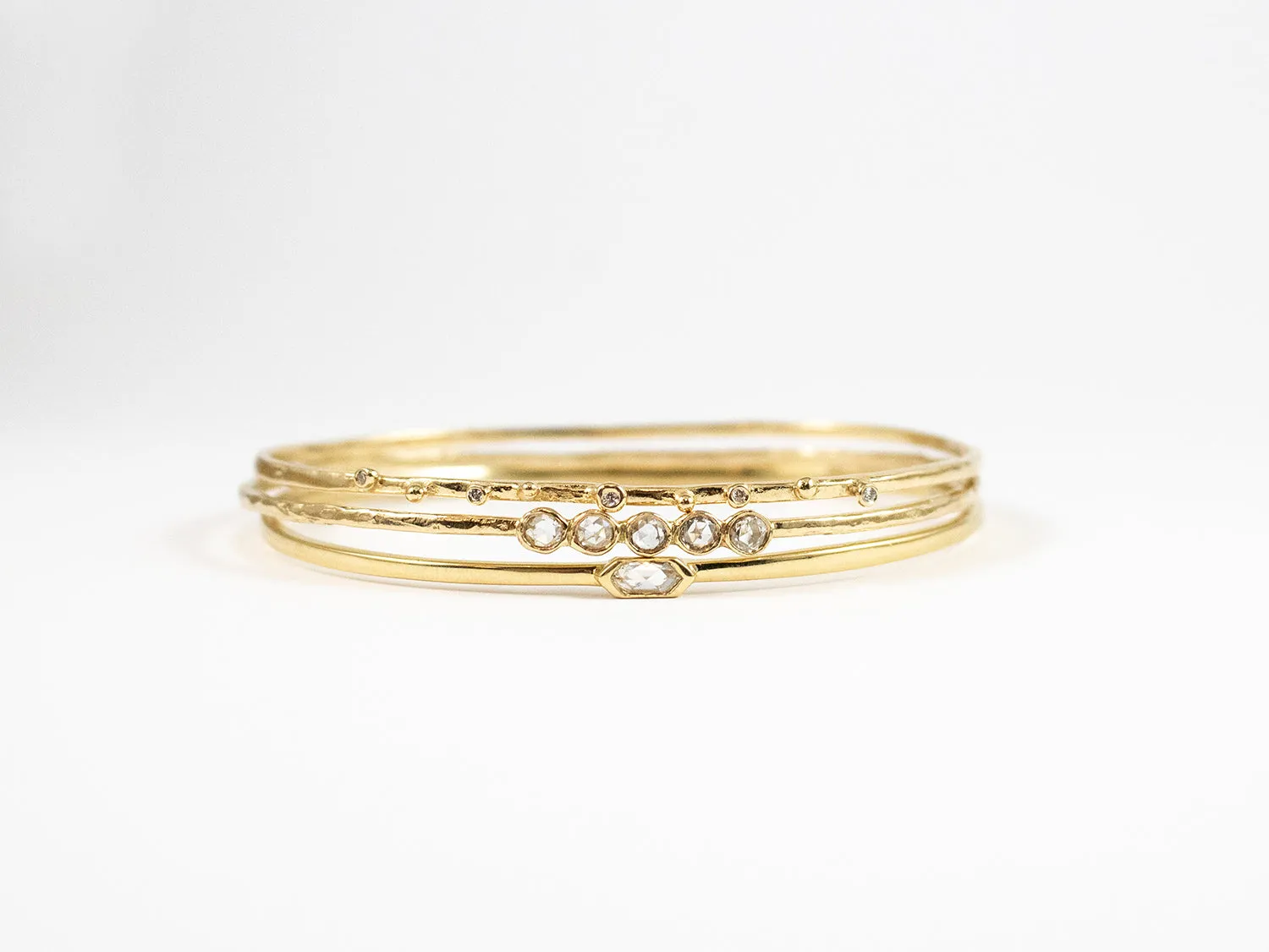 "Stackable" Diamond Bangle Bracelet in Yellow Gold