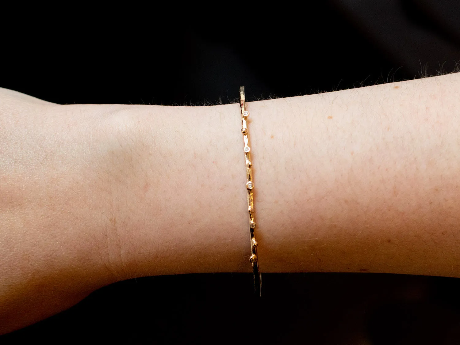 "Stackable" Diamond Bangle Bracelet in Yellow Gold